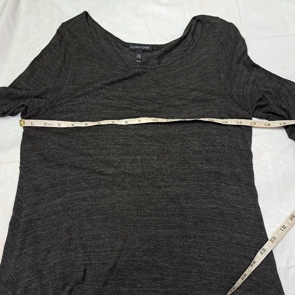 Eileen Fisher Gray Long Sleeve Side Slits Shift Dress - Picture 12 of 13